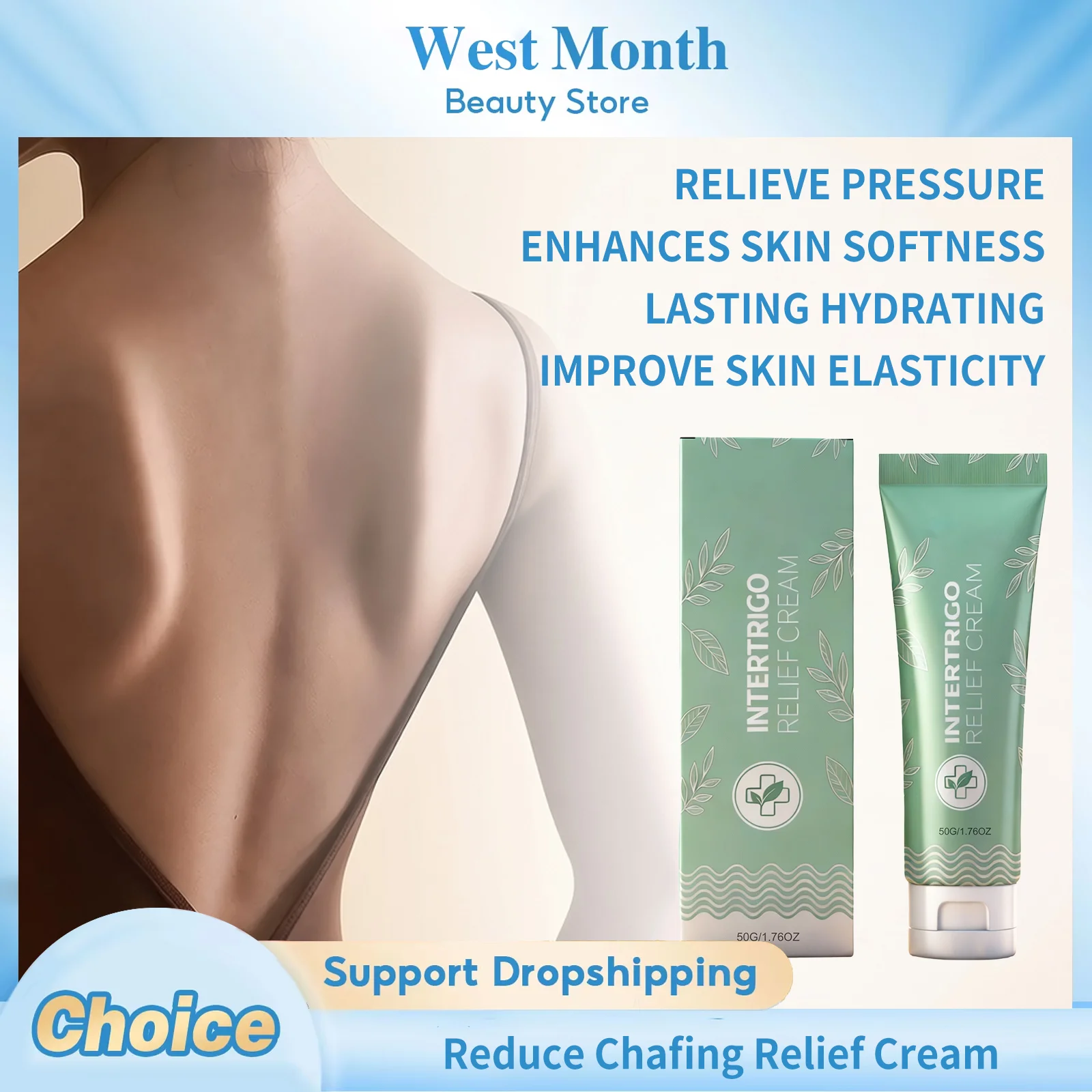 Intertrigo Relief Cream Relieve Pressure Non-Greasy Reduce Dry Redness Enhances Skin Softness Smooth Lasting Hydrating Skin Care