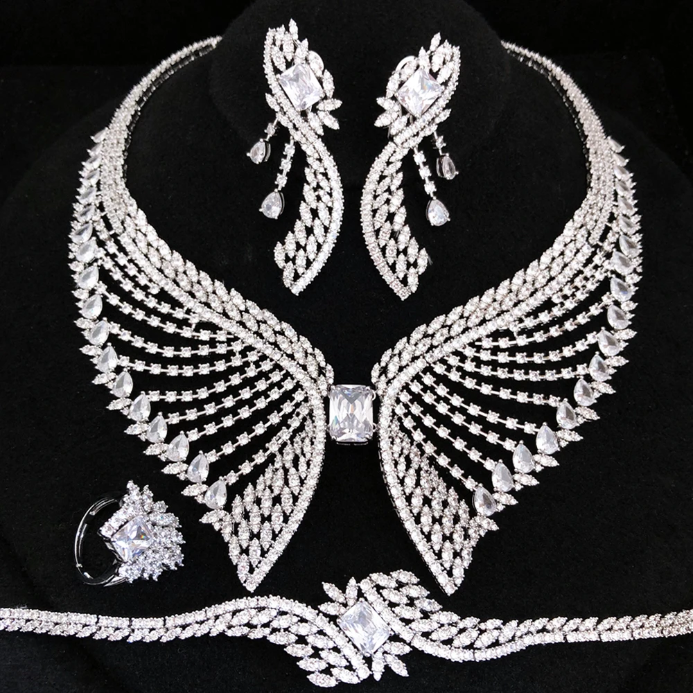 

GODKI New Trendy 4PCS Luxury Waterdrop Indian Jewelry Sets For Women Wedding Party Indian Dubai Bridal jewelry Sets