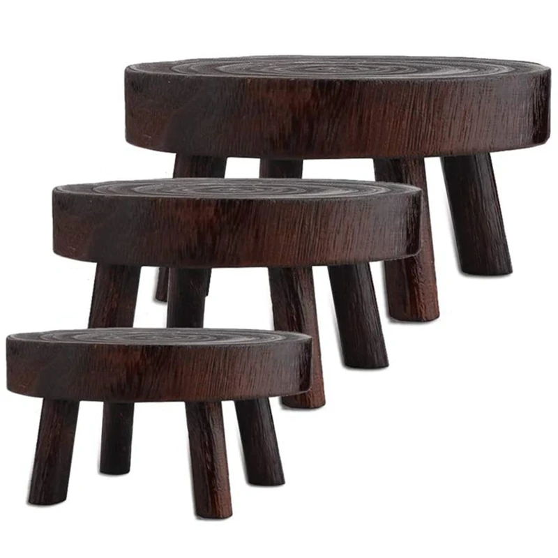 Stump Stool Flower Pot Stand (Without Flower Pot),Pot Plant Stand-3Pcs