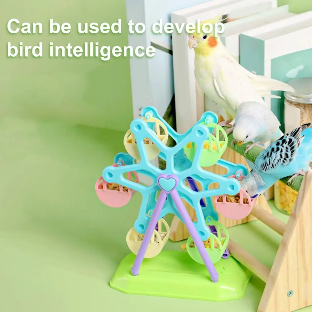 Bird Toy Wheel Feeder Toy Bird Feeding Toy Food Dispenser Parrot Foraging Toys with 6 Snack Boxes Training Toys Pet Supplies