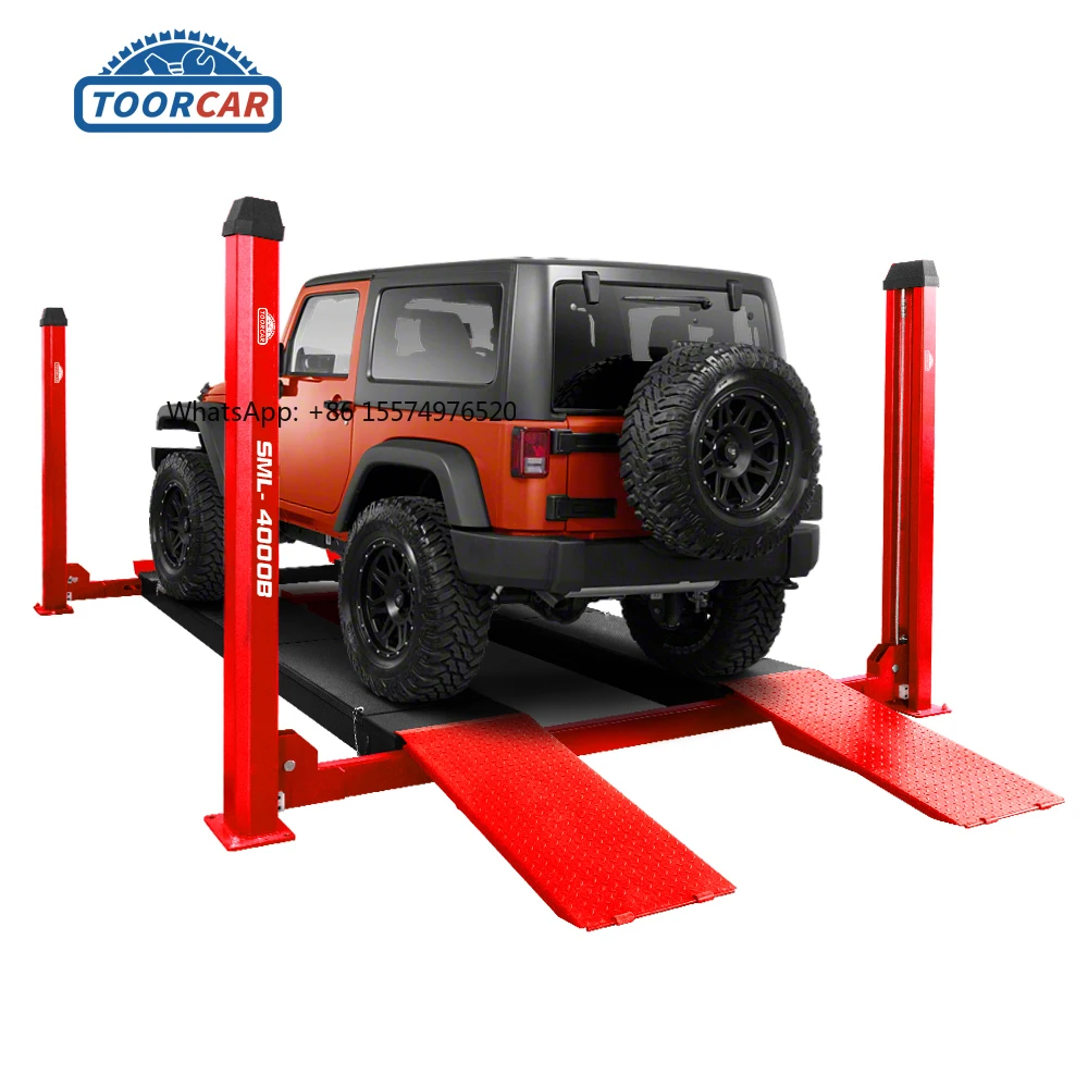 SellingSunmo CE Ali Certified Vehicle Four Columns 4 Ton 4000kg Hydraulic Car Hoist 4 Pillar Post Car Lifter 4 Post Car Lift