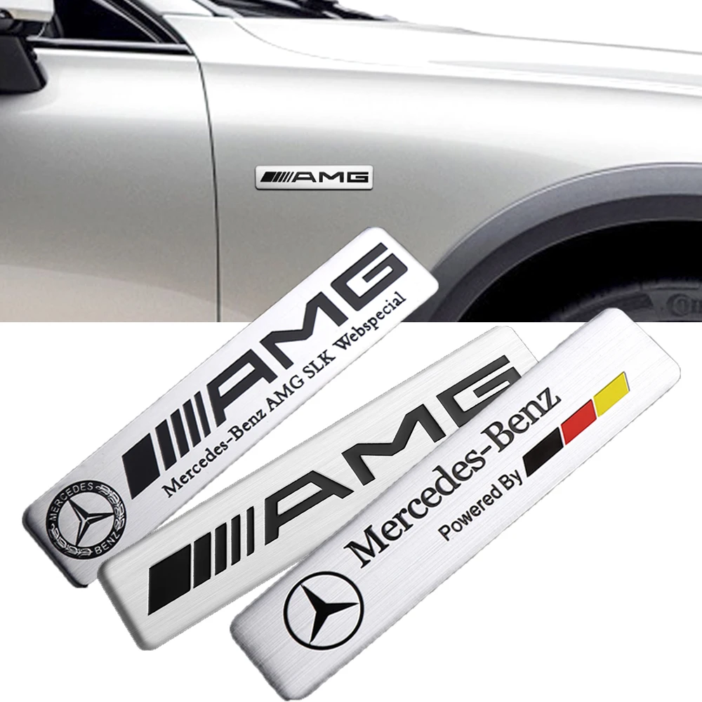 Aluminum Car Side Fender Sticker Alloy Badge Auto Logo Rear Trunk Decal For Mercedes Benz Exclusive AMG W108 W124 W126 W140 W220