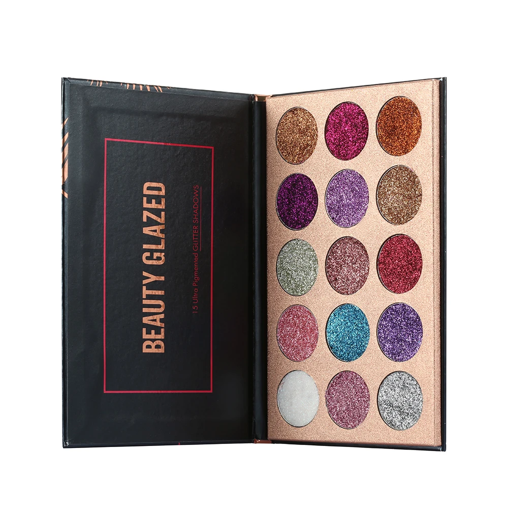 Paleta de sombras de ojos Beauty Glazed, 15 colores, brillo, tono de piel múltiple, adecuada, paleta de sombras de ojos neutras cálidas para mujeres