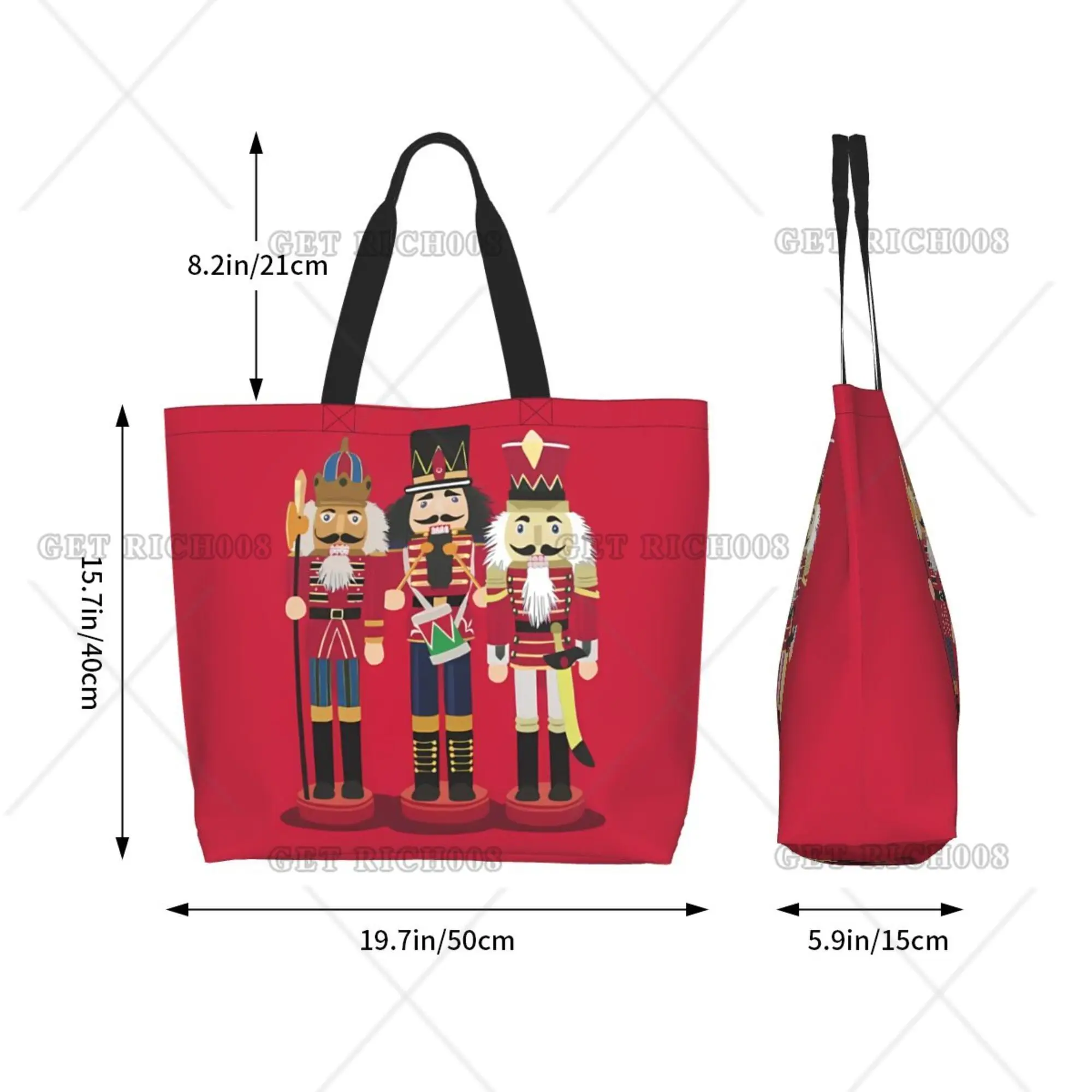 Bolso de hombro rojo de Cascanueces para mujer, bolsa de compras grande, bolso de mano de comestibles, bolso ecológico reutilizable, bolsas de mano de trabajo