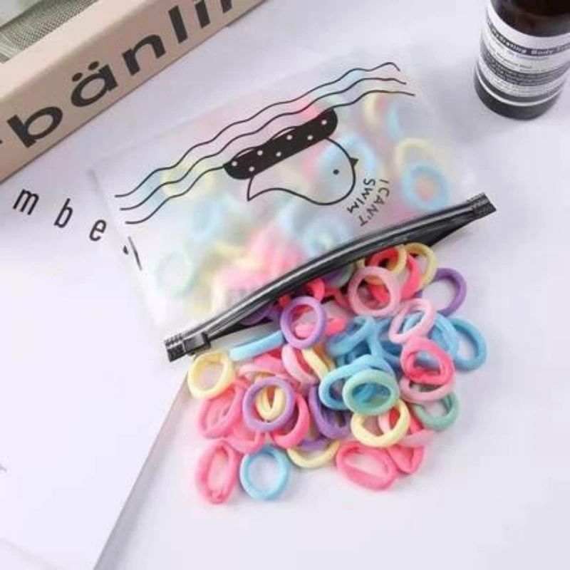 100pcs Girl Hair Bands Small Circle High Elastic Headband Hair Accessories Kids Ponytail Fixed Fashion Headband Headwear