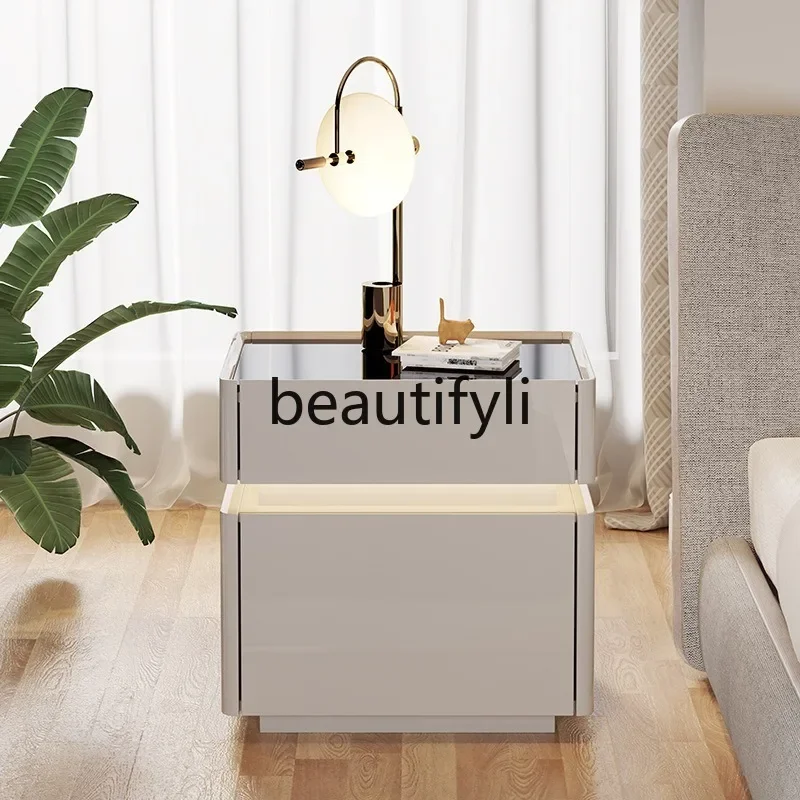

C53 Bedside Cabinet Modern Minimalist Safe Multi-Functional with Lock Light Luxury High-End Sense Storage Cabinet