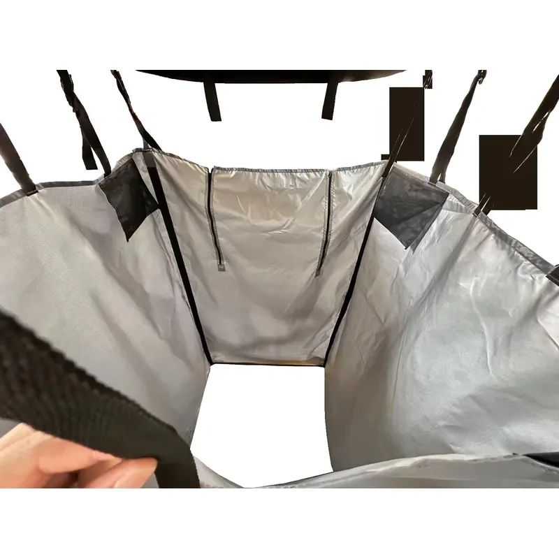 Portable Outdoor Shower Tent 300D Oxford Fabric Waterproof Grey Silver Coated Camping Privacy Room with LED Light Bar for 3