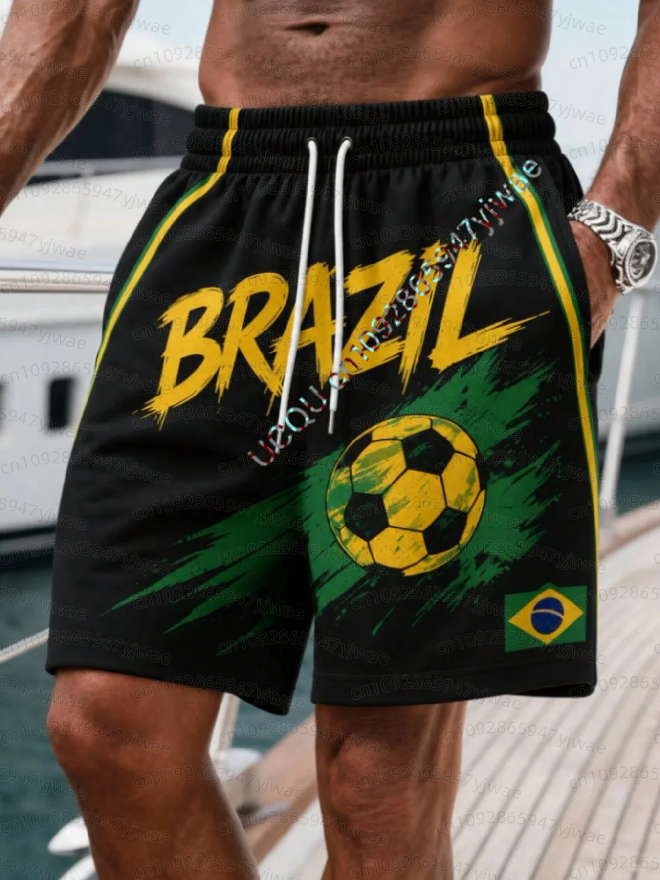 26 Urlaubs-Sommer-Shorts für Herren, BRASIL 10, mit Schneeflocken- und Weihnachtsmotiv-Druck, schnelltrocknende Strandshorts – Detail 9