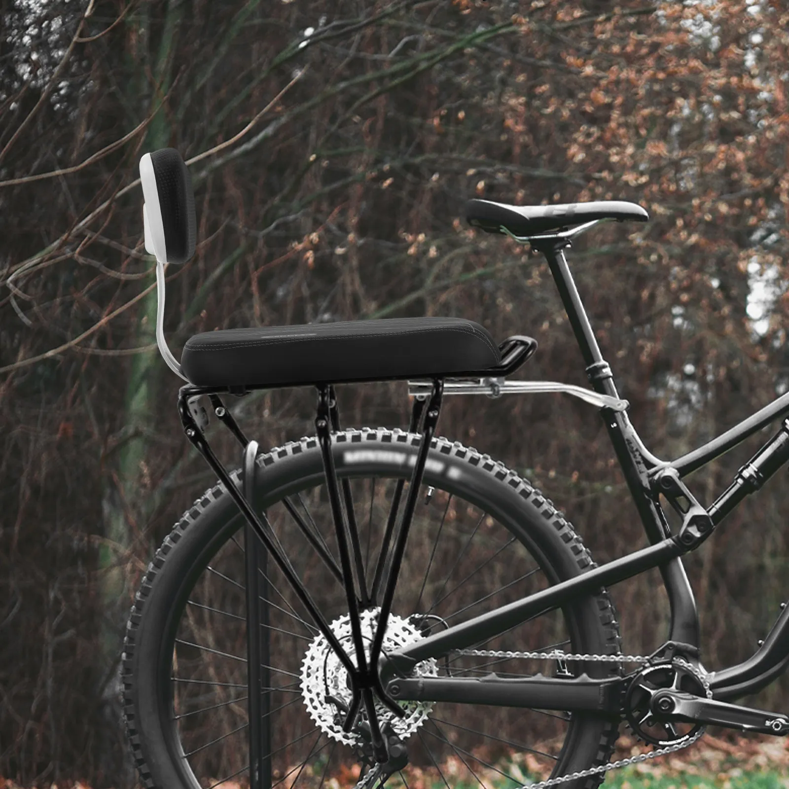 

Bike Rear Seat Cushion Thick Sponge PU Wide Padded Seat Back Rest for Most Bikes Adult Comfort Safety Accessory