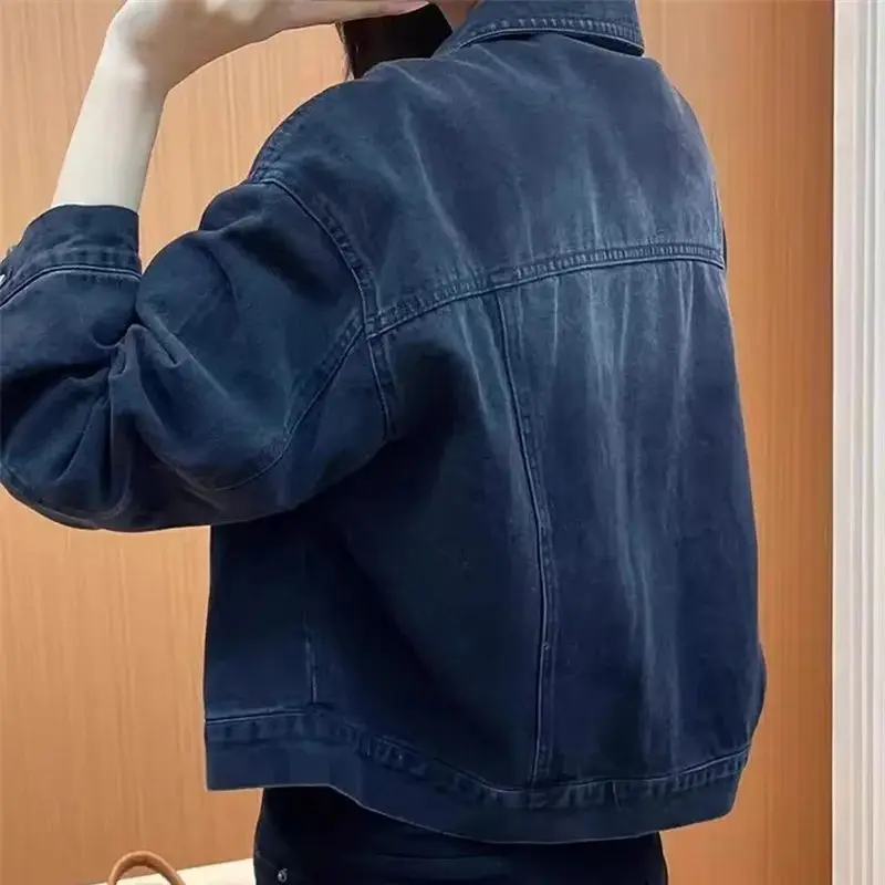 Denim Jacket Women's New 2024 Spring and Autumn New Loose Short Style Small Stature High Street American Design Sense Small top