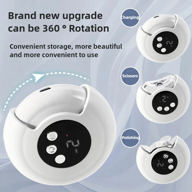 Coupe-ongles électrique pour bébé, coupe-ongles rotatif 2 en 1, 360 °   Coffre-fort anti-éclaboussures à rotation pour enfants et adultes