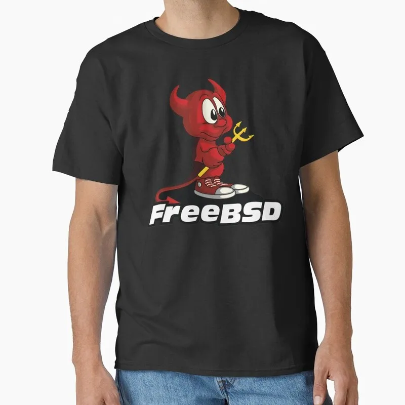 Beastie (FreeBSD) + Text Ubuntu Linux Operating System Graphic T‑Shirt Casual Short Sleeve Tees Geek IT Developer Fan Gift