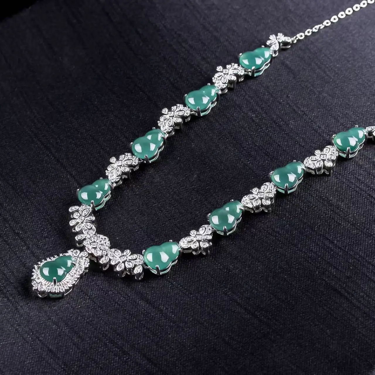 Natural A-grade Blue Water Lotus Pendant Full Diamond Bezel Copper Inlays Light Luxury New Chinese Style Women's Jewelry