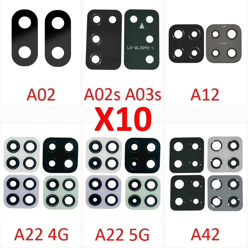 Pop 10Pcs Camera Glass Lens For Samsung A02 A02s A03s A12 A22 4G A225 5G A226 A42 A32 A52 A72 Phone New Rear Back Lens Parts