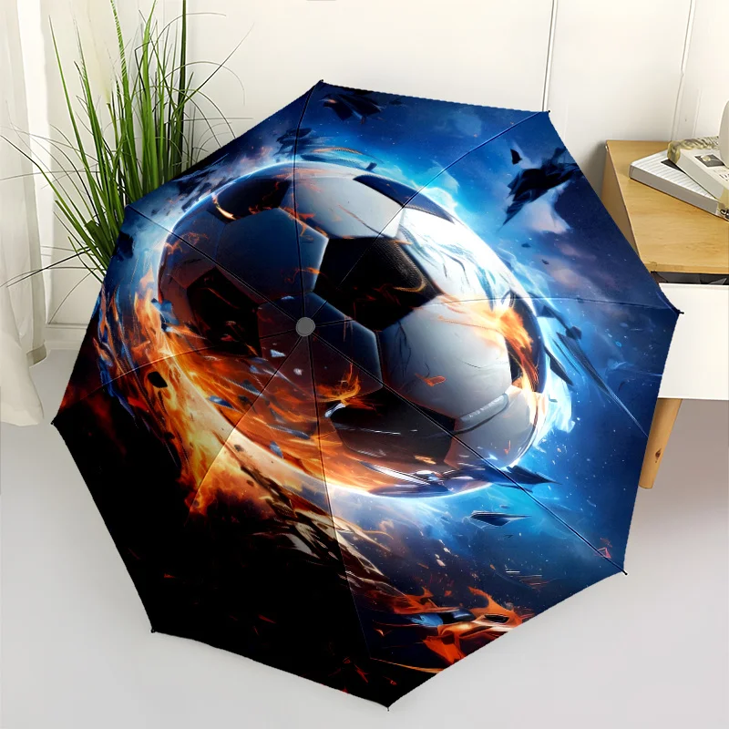 

Автоматический складной зонт в футбольном стиле с защитным экраном и прочной 8-спицевой рамой - автоматическое открытие/закрытие, компактный и портативный, с эргономичной ручкой