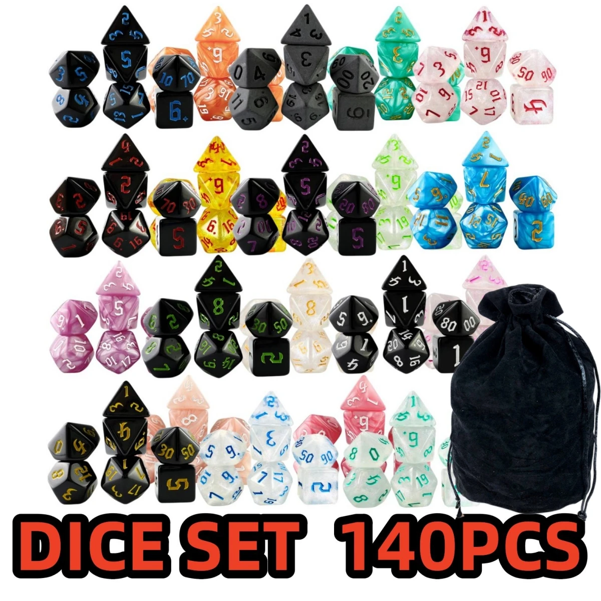 210PCS Polyhedral Dice with Bag ,30 Sets DND Dice  Set , T&G Dice Set for D&D, RPG, Table Games