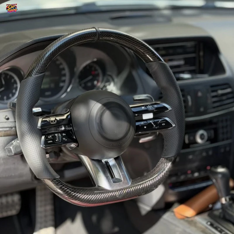 Suitable for Mercedes-Benz AMG sports steering wheel with genuine leather and multi-function buttons, modified and upgraded, dir
