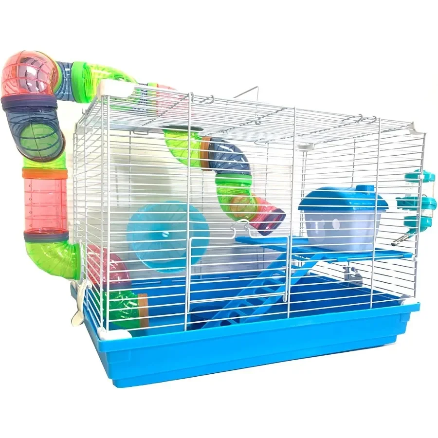 

2 уровня среды обитания хомяка дома грызун песчанка мышь мышь крыса проволочная клетка с полным набором аксессуаров 18 дюймов Д x 12 дюймов Ш x 15 дюймов H Blu
