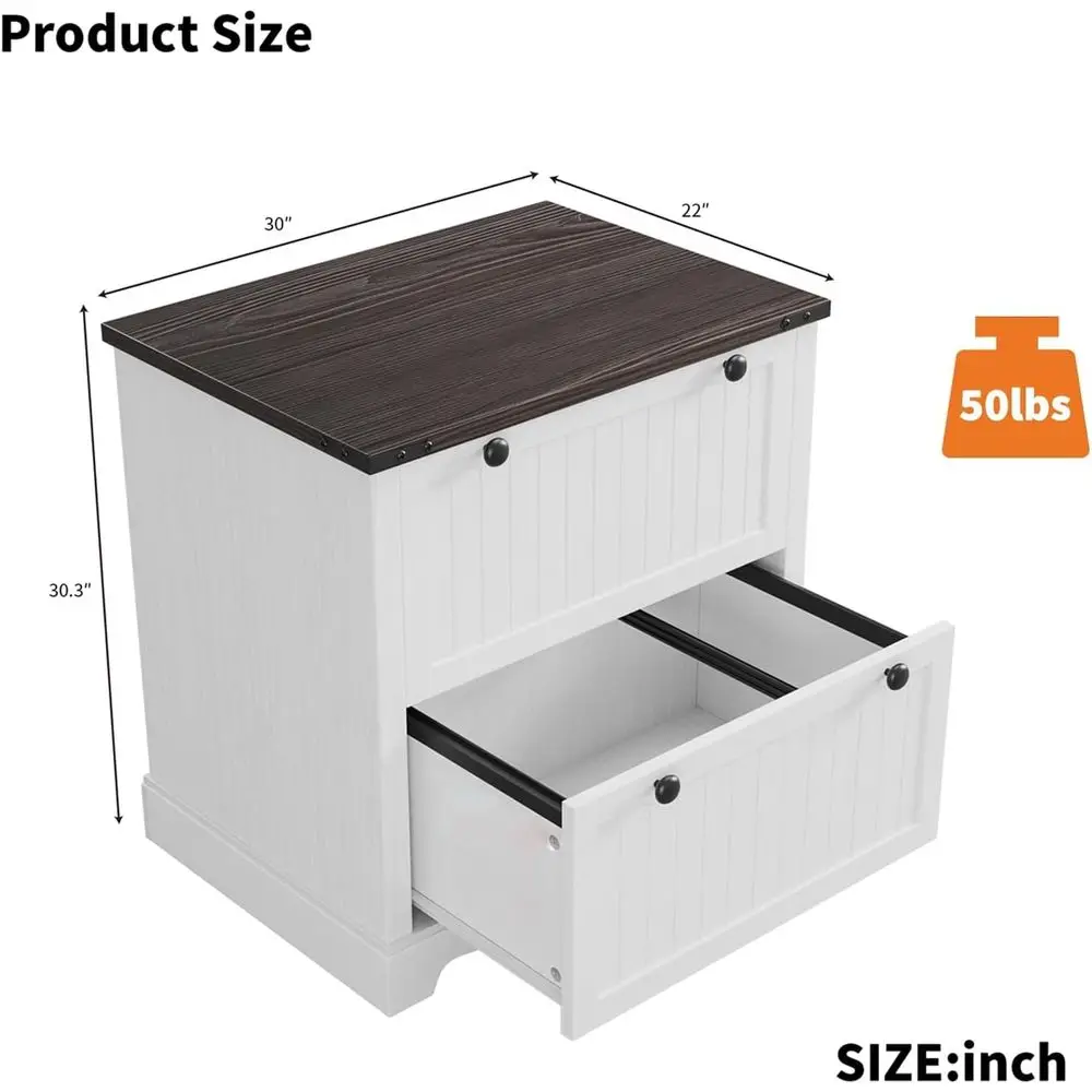 Rustic Wooden 2-Drawer Lateral File Cabinet for A4, Letter, and Legal Documents, Suitable for Home and Office Storage