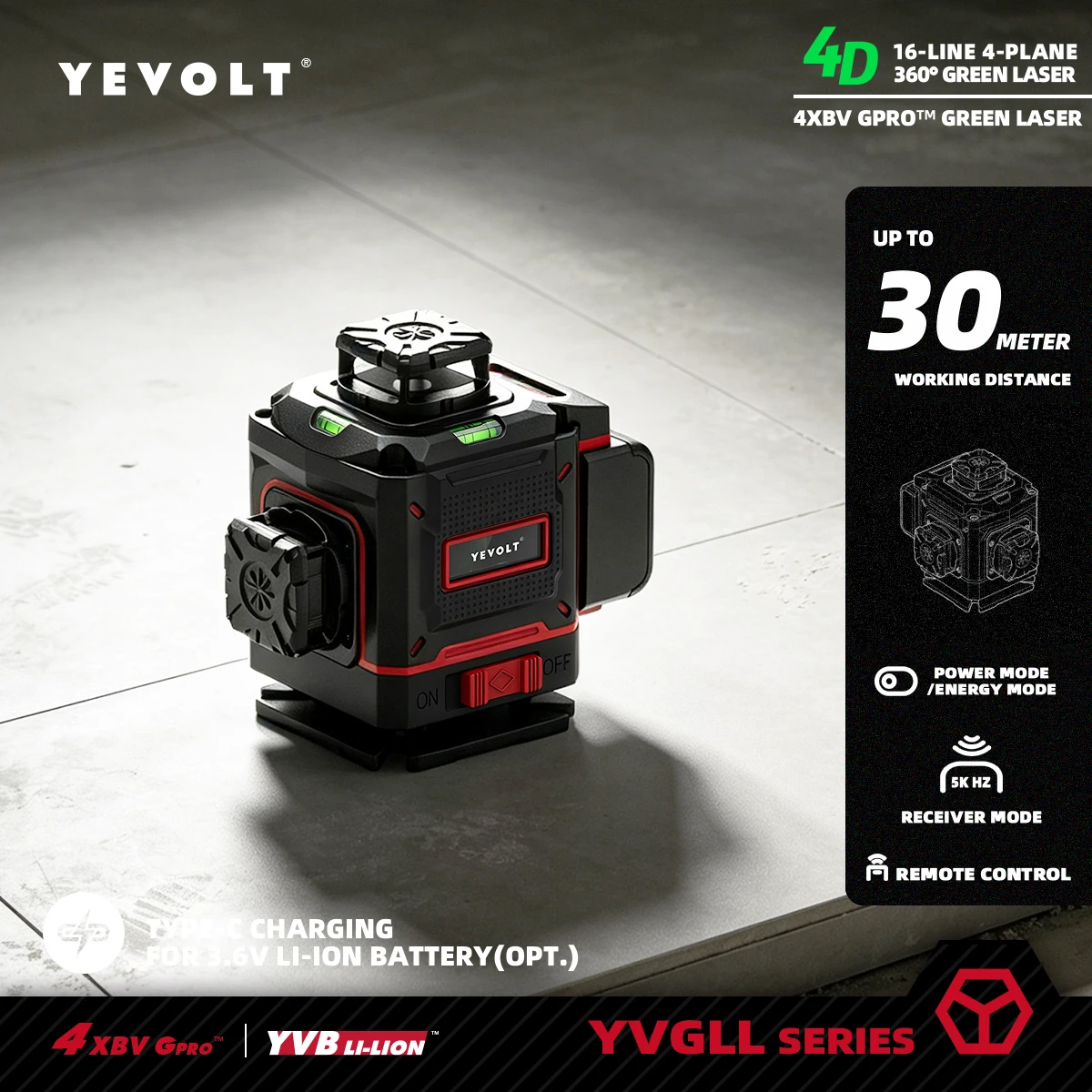 Niveau automatique 4x360 °   Laser croisé vert 16 lignes pour l'alignement de revêtements de sol en vinyle, panneaux muraux, décoration et travaux de rénovation domestique