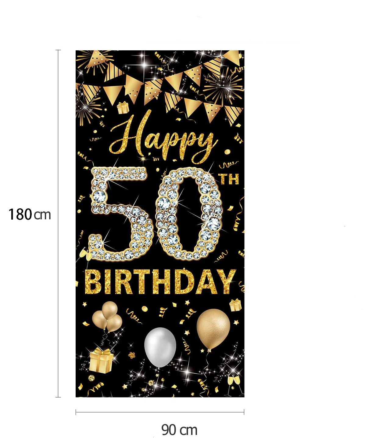 Schwarz gold alles Gute zum Geburtstag Dekorationen Tür hängen Banner 21. 30. 40. 50. Geburtstags feier Foto Requisiten Hintergrund – Detail 8