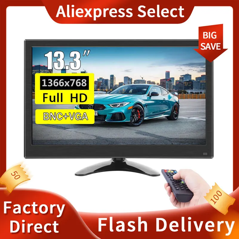 13.3-inch high-definition 1366 * 768 desktop closed-circuit television LCD computer monitor with AV/BNC/HDMI/USB/VGA interfaces