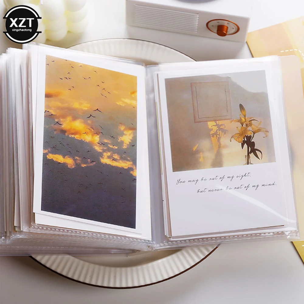 Mini Photo Album 40 Page A6 Pocket Storage Booklet Large Capacity Sticker Card Ticket Invoice Memo Favorite Solid Color Album