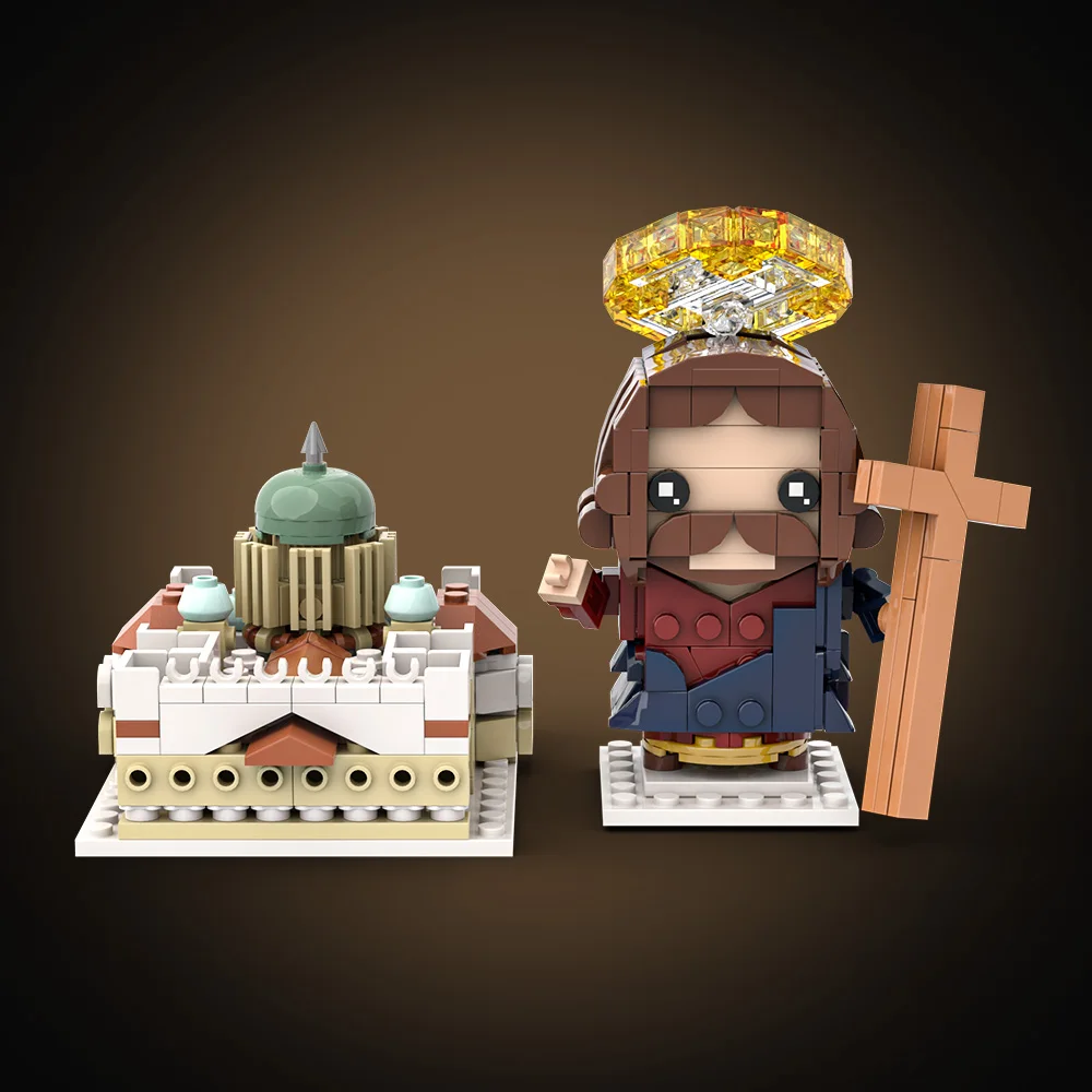 MOC ภาพยนตร์โบสถ์พระเยซู Brickheadz Building Blocks รุ่นพระคัมภีร์ทางศาสนาพระเยซูตัวอักษรอิฐประกอบของเล่นสําหรับของขวัญเด็ก