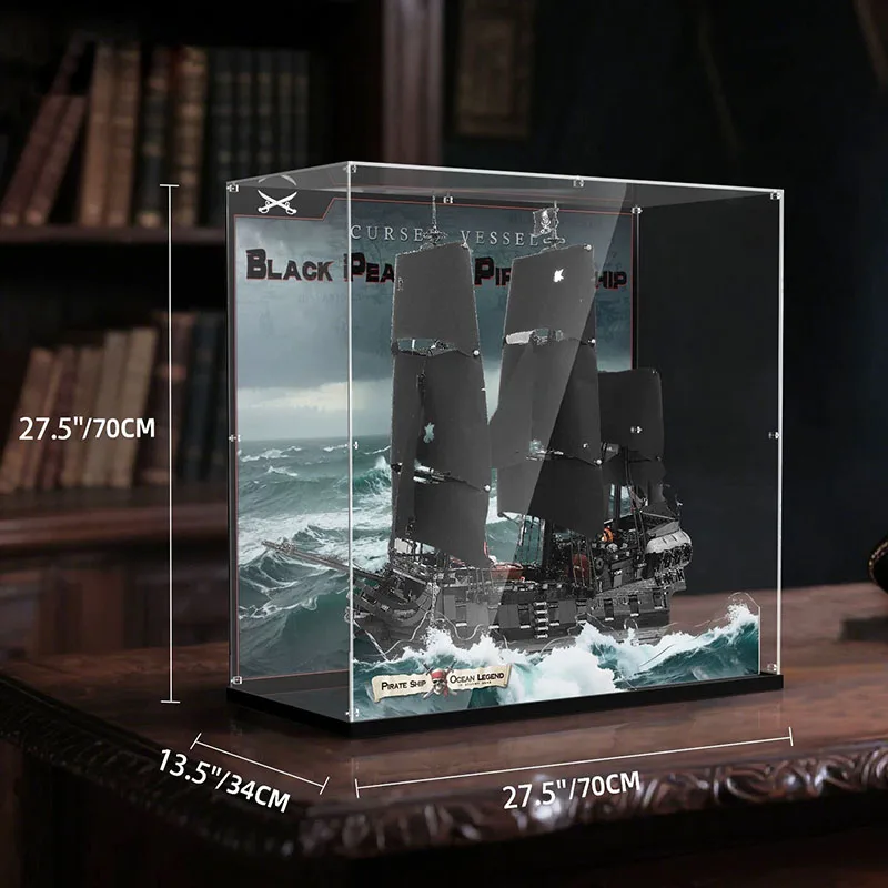 Vetrina a tema stampato UV 3D per LEGO 10365, vetrina di alto livello per i blocchi di costruzione di navi pirate di Captain Jack Sparrow