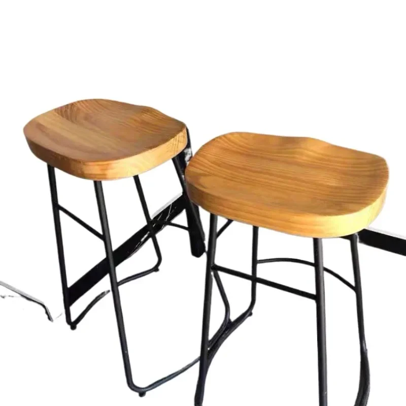 

Bar modern design high stool bar chair with metal leg wooden seat for coffee shop family bar and restaurant