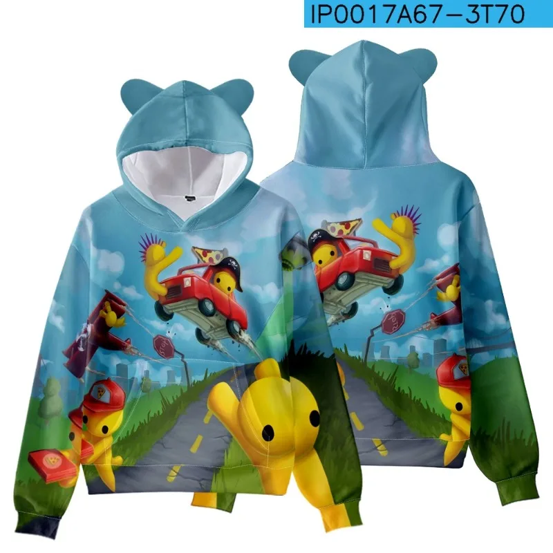 Nieuw spel Wobbly Life Series Sweatshirt Cartoon Print Heren en Dames Lichtgewicht en warme vrije tijd Cat-ear hoodie