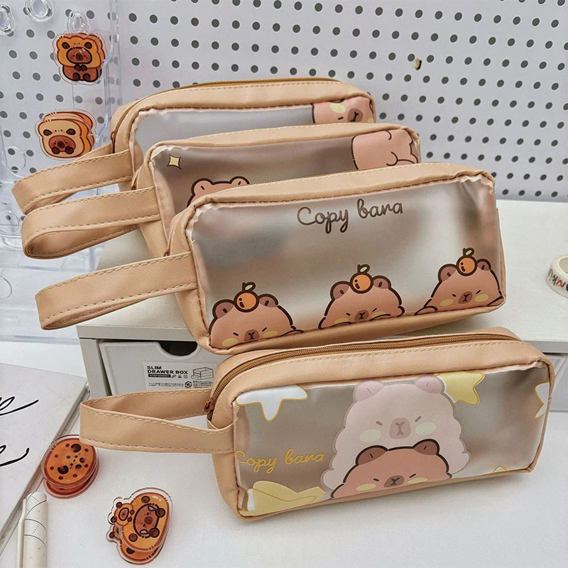 Imagem -04 - Grande Capacidade Criativa Capybara Lápis Case Bonito dos Desenhos Animados Pen Bolsa Moda Kawaii Material Escolar Bolsa de Papelaria