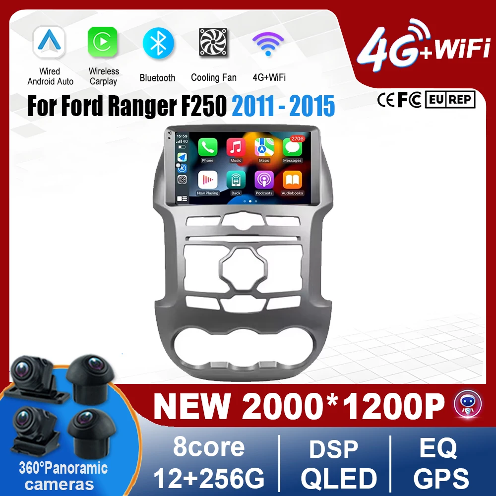 

Автомобильный мультимедийный экран для Ford Ranger F250 2011-2015 GPS Serero Wireless Carplay Android Auto Smart Car System Tools 4G wifi