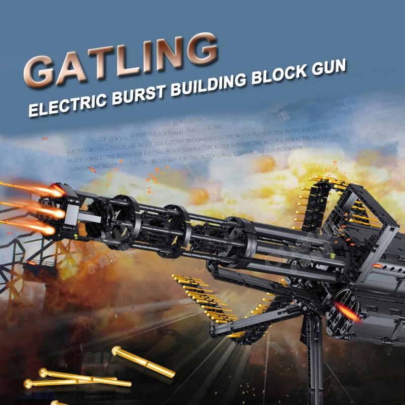 WW2 Military Gatling Electric Machine Guns Building Blocks War Weapons MOC Army Firearms Bricks Sets Bricks Kids Toys Boys Gifts