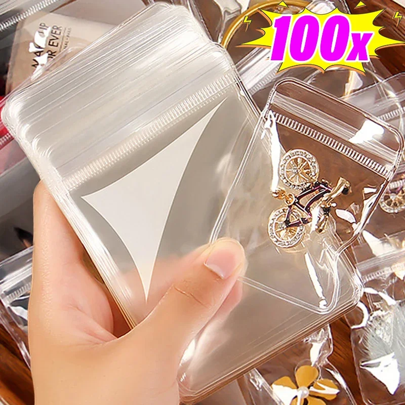 Transparent Jewelry Self Sealing Storage Bags for Rings Earrings Necklace Anti-Oxidation Packaging Pouch Organizer Bag Wholesale