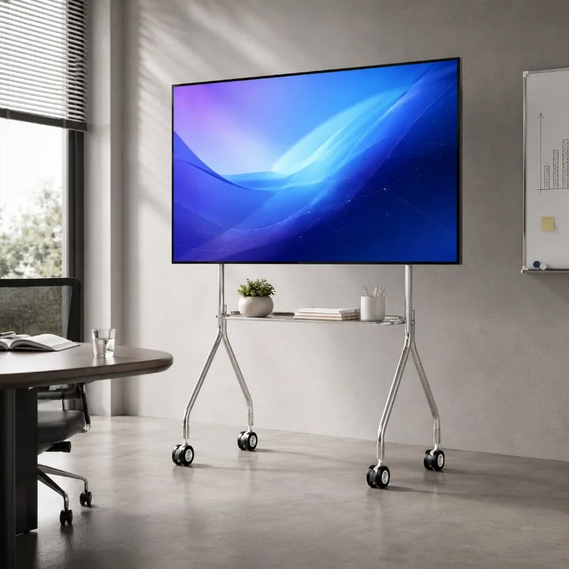 TV Racks All-purpose Rolling TV Stand Stainless Steel TV Trolley, Simple Structure Easy To Assemble for Global Family Daily Use image 6
