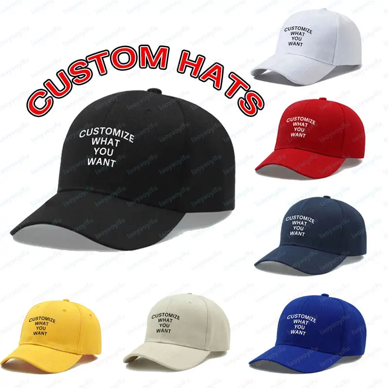Fashion Customized Printed Logo Diy Baseball Cap Unisex Adjustable Men Women Sport Trucker Hat Solid Color Personalized Caps