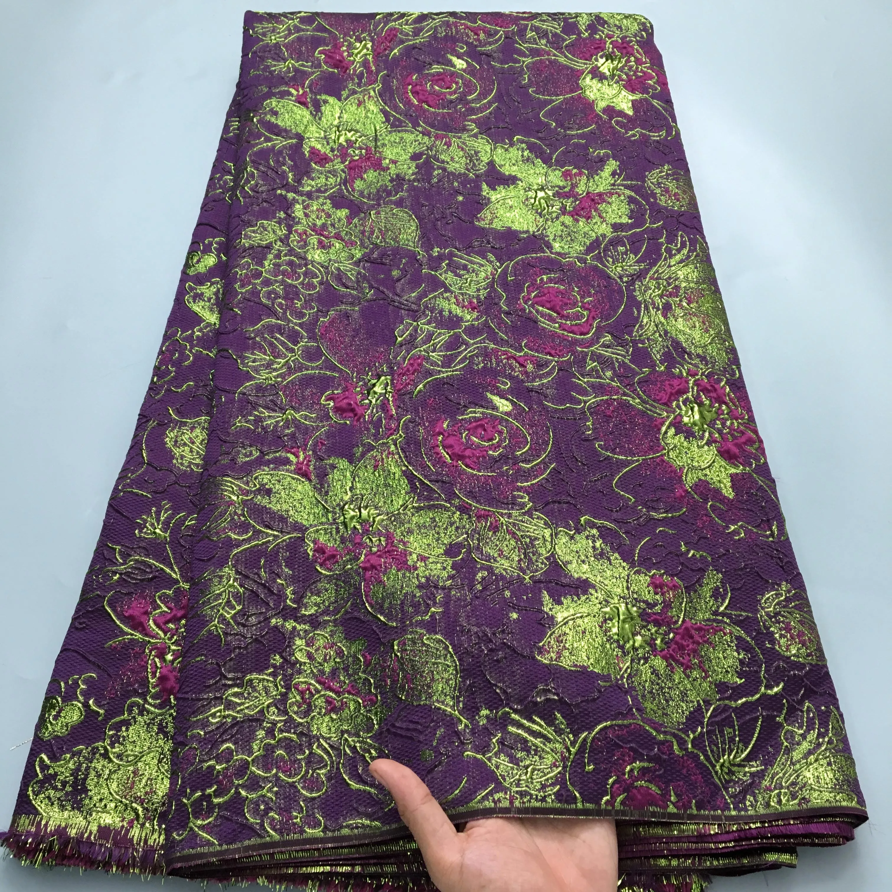 Tela de encaje de brocado africano para mujer, tela de encaje Jacquard nigeriano, vestido de fiesta elegante francés, alta calidad, 5 yardas, 2024, A3938