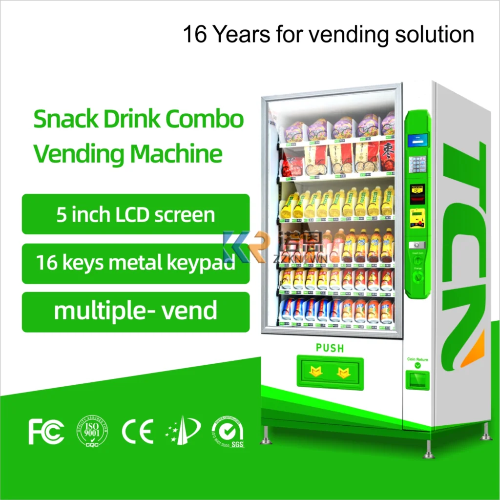 Smart Refrigerated Combo Vending Machine 24 Hours Self-service Automatic Milk Food Snack Drink Vending Machine