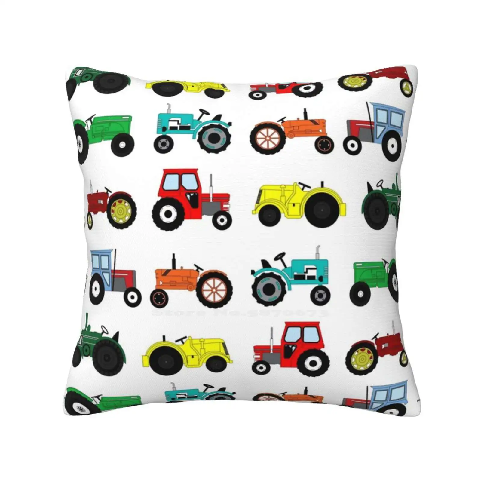 Tractors Print Bedroom Office Hug Pillowcase Tractors Farmyard Kids Children Animals Cute Colourful Happy Vehicles Combine