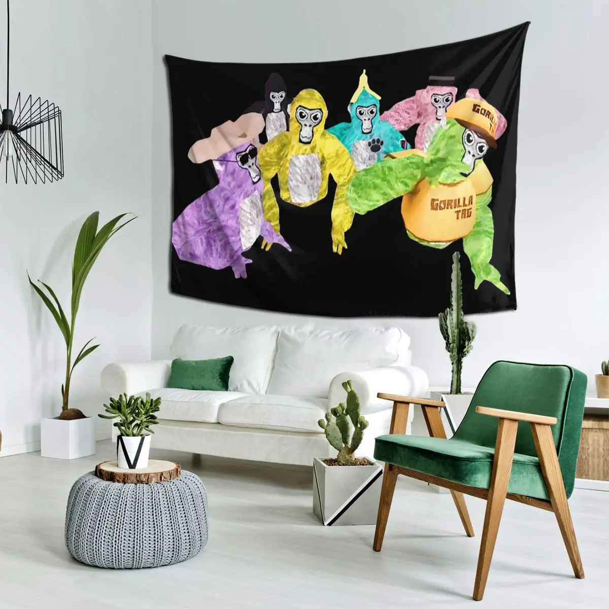 Gorilla Tag Monkey Tapestry Hippie Wall Hanging Aesthetic Home Decor Tapestries for Living Room Bedroom Dorm Room