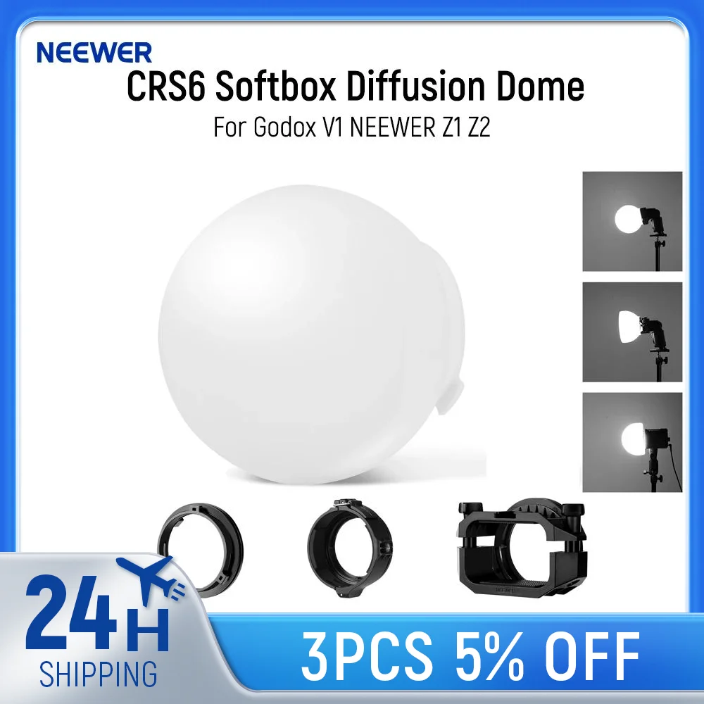 

NEEWER CRS6 Softbox Diffusion Dome with 3 Adapter Rings For Godox V1 NEEWER Z1 Z2 Round Head Flash and Square Speedlite Z760