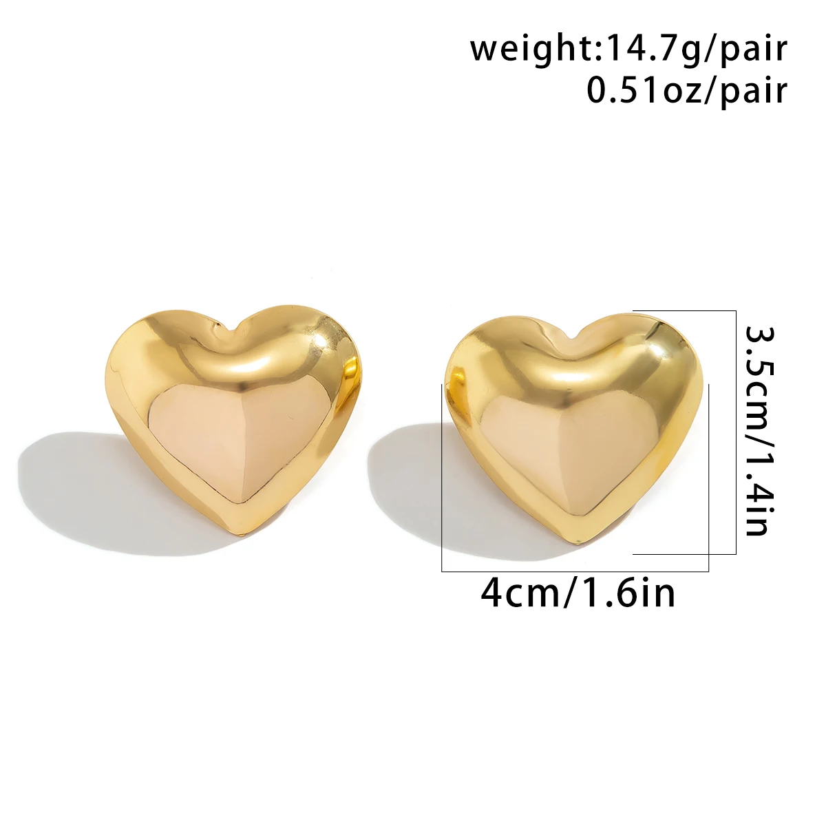 Cute Big Heart Stud Earrings for Women Trendy Elegant Ladies Earrings 2023 Fashion Jewelry Accessories on Ear Female Girls Gifts