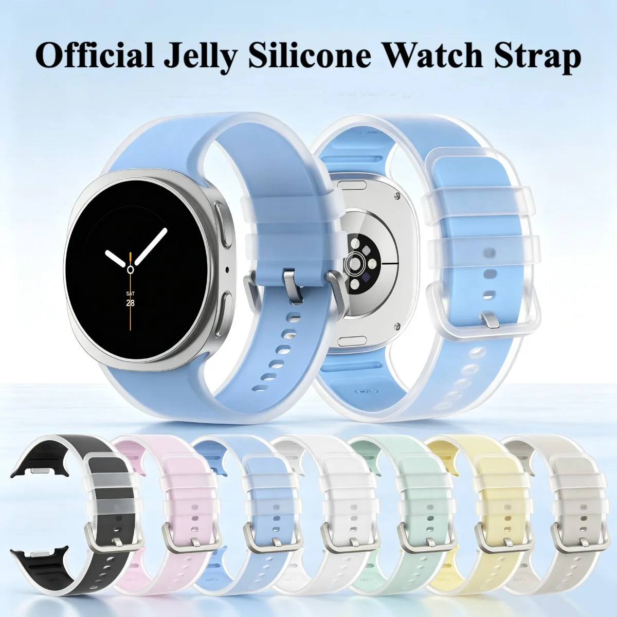 Official Jelly Transparent Silicone Watch Strap for Samsung Galaxy Watch 9 / 8 Replacement Wristband for Men & Women