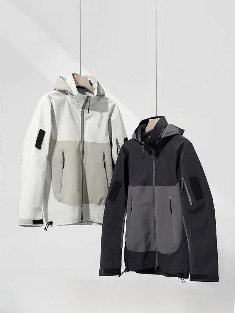 

Outdoor Capsule Edition High-End Fully Sed Windproof Waterproof Hard ell Jaet with Hood Stand Fit Polyester Fiber