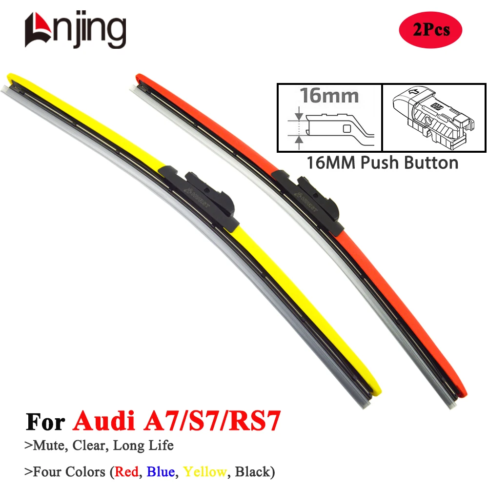 

LNJING Colorful Wiper Blades For Audi A7 S7 S7 Sportback 4G 4K 2010 2012 2015 2017 2018 2020 2022 2023 2024 2025 Car Accessories