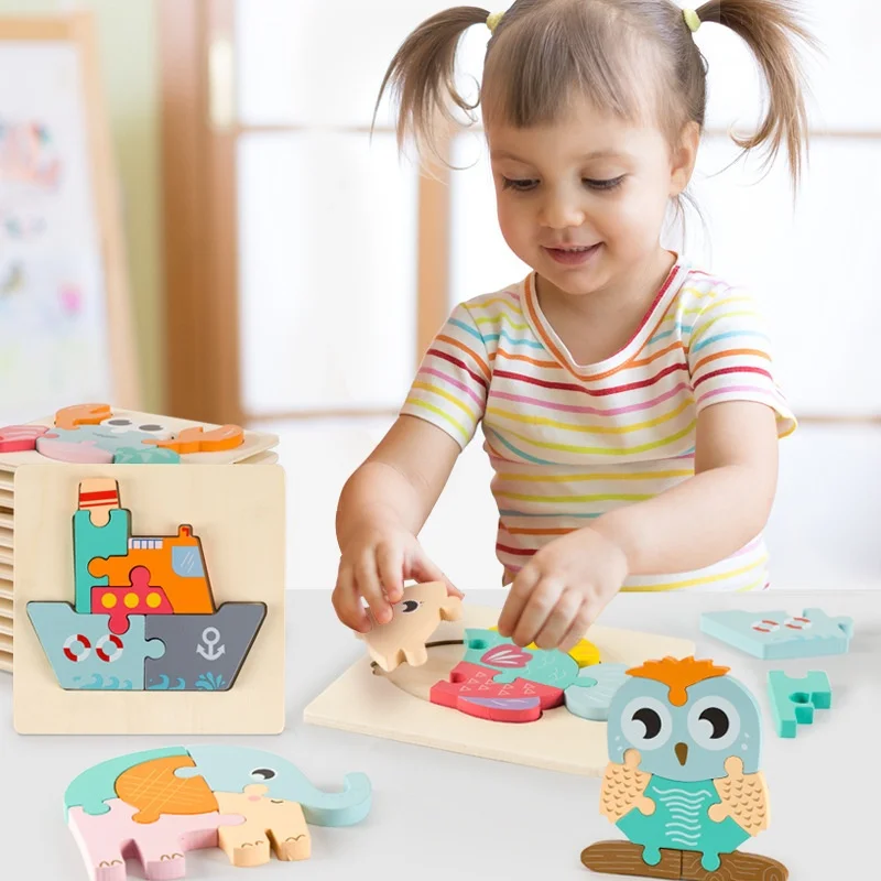 

Young Children Puzzles Intelligence Development Early Education 3d Wooden Three-dimensional Puzzle Toy Boys And Girls