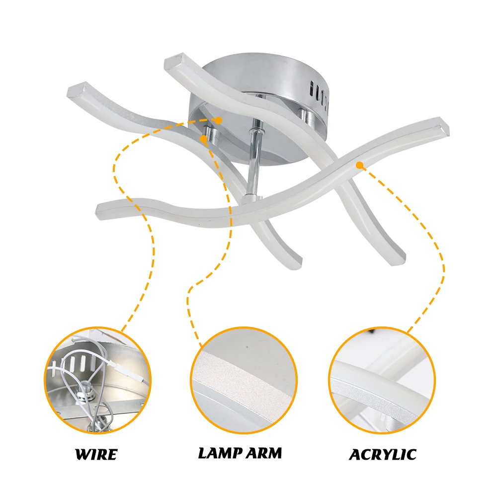 Волнистая Светодиодная потолочная лампа, подвесное освещение, алюминиевая Люстра для внутреннего освещения, потолочная лампа для спальни, балкона, коридора, модная лампа