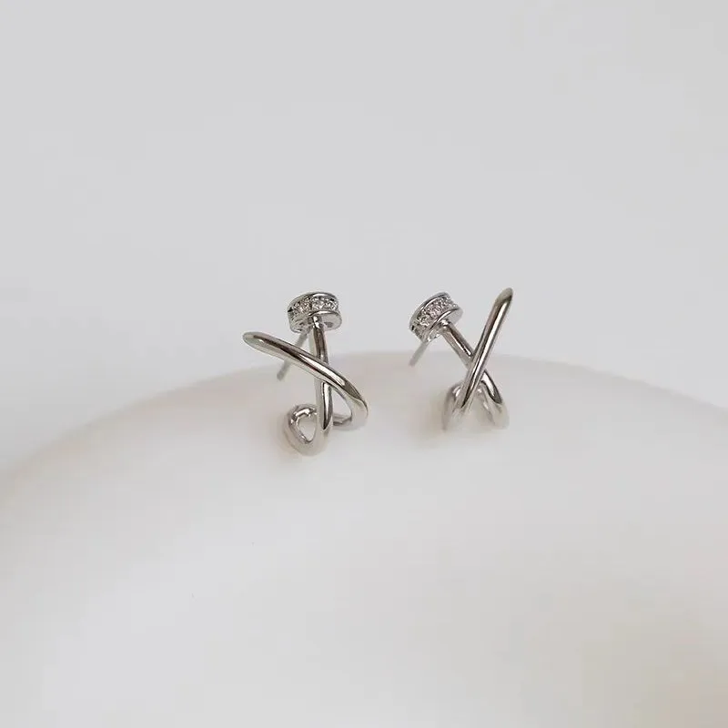Einfache geometrische Kreuzung Nagel Ohrstecker modische zierliche Ohrringe für Frauen Mädchen Party Hochzeit Schmuck Geschenke – Detail 4