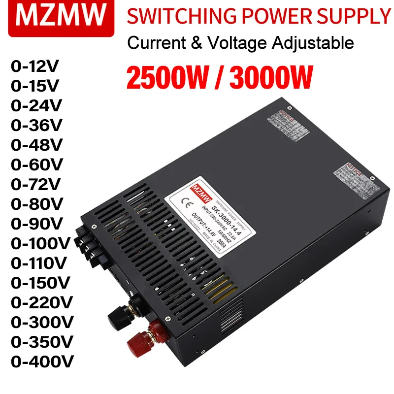 mzmw 2500w 3000w fonte de alimentacao comutada ac 110 220v para dc 012v 24v 36v 48v 60v 80v 90v 110v 220v 300v 350v 400v smps ajustavel 01